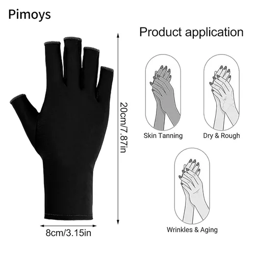 Miniatura 2 de Pimoys Guantes UV para manicura de gel UPF50+ Guantes de protección solar sin dedos para lámpara de uñas de gel, guantes de conducción para mujeres
