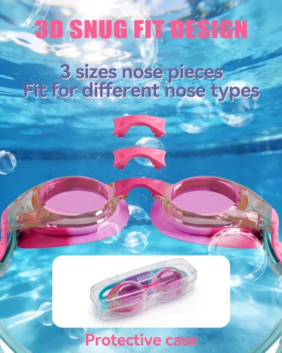 Miniatura 5 de Aegend - Paquete de 2 gafas para niños, gafas de natación para niños de 4 a 16 años, niños y niñas jóvenes, gafas de piscina antivaho, impermeables