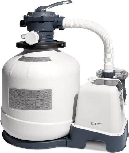 Miniatura 9 de INTEX Bomba de filtro de arena transparente Krystal de 1,500 GPH para piscinas sobre el suelo, bomba de piscina con temporizador automático