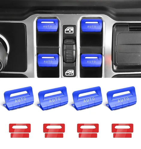 Miniatura 16 de Cubierta de botón de interruptor de ventana de metal para Jeep Wrangler JK JKU 2018 2017 2016 2015 2014 2013 2012 2011, accesorios para interiores