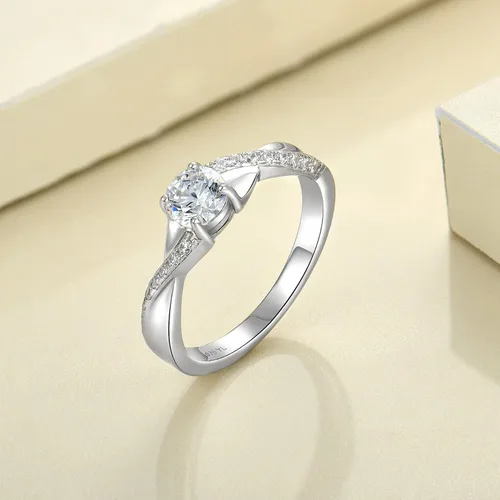 Miniatura 4 de YL 925, Anillo de compromiso de plata, piedra de nacimiento de corte redondo de 5MM, anillo infinito para mujer