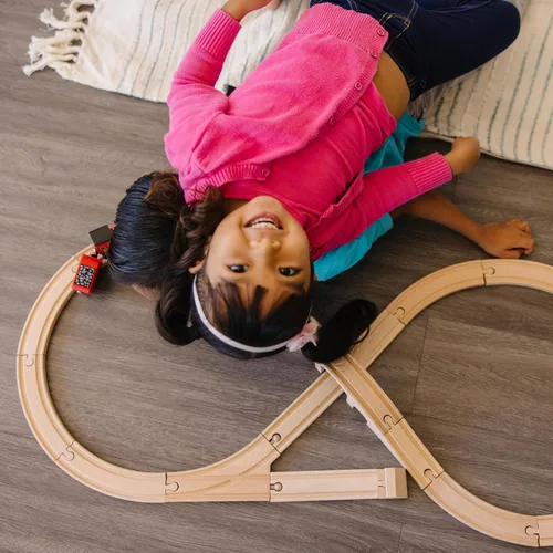 Miniatura 7 de Set de ocho trenes Melissa & Doug, Figura de madera clásica (22 Piezas)