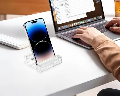 Miniatura 8 de Teléfono celular cuadrado de acrílico portátil, soporte para tableta de escritorio transparente universal, creativo, accesorio para viajes