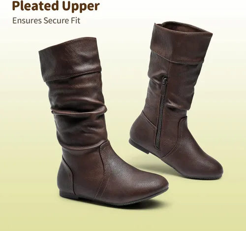 Miniatura 4 de DREAM PAIRS - Botas de invierno para montar en bicicleta para niñas, altura hasta la rodilla, piel sintética (niñas pequeñas, medianas y grandes)
