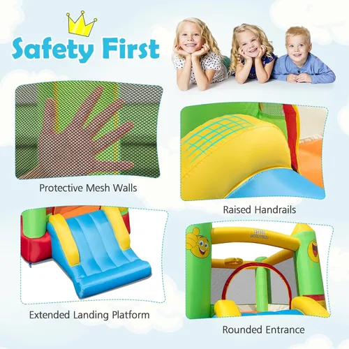 Miniatura 6 de Casa de rebote inflable BOUNTECH, castillo hinchable para niños para interiores y exteriores con área de salto resistente, tobogán, soplador