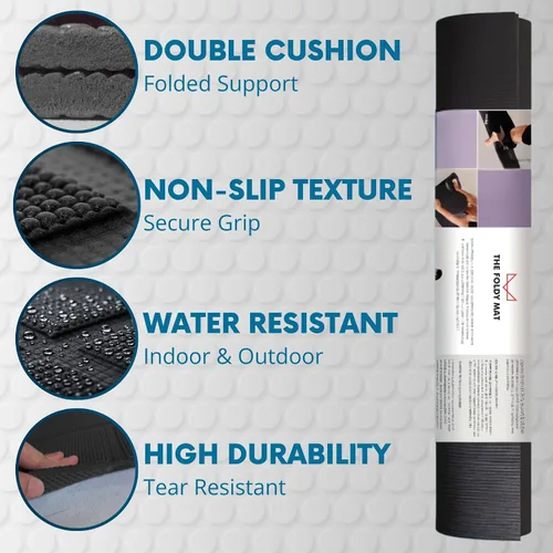 Miniatura 5 de Esterilla de yoga plegable gruesa, en 6 combinaciones; mayor soporte y protección para las articulaciones, sistema de alineación corporal y Negro
