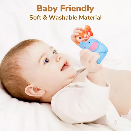 Miniatura 13 de JoyCat Juguetes para bebés de 6 a 12 meses - Caja misteriosa de tela suave con 10 objetos sensoriales, sonajero, papel arrugado, espejo - ¿Qué hay