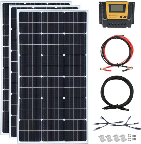 Miniatura 9 de Kit de panel solar de 200 W, 12 voltios/24 voltios, 2 módulos monocristalinos de 100 W, controlador de carga de 20 A para RV, barcos, remolques