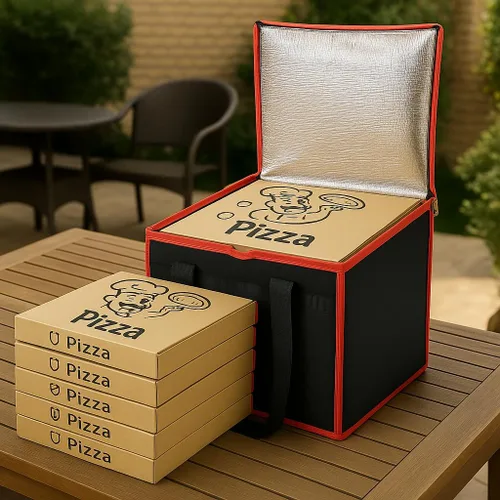 Miniatura 9 de Bodaon Bolsa de entrega de pizza aislada, 16 x 16 x 14 pulgadas, bolsas calentadoras de pizza para llevar caliente, bolsa de entrega comercial, Rojo