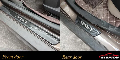 Miniatura 2 de Protector de rasguños para umbral de puerta de automóvil, compatible con accesorios Volvo XC40 XC60 XC90, placa de entrada de puerta de acero Carbon