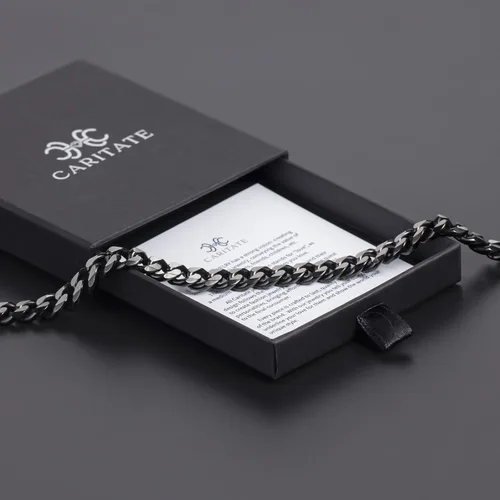 Miniatura 5 de Cadena italiana de eslabones cubanos de dos tonos para hombres y mujeres de 0.1560.39 pulgadas - Cadena de plata negra, azuldorada para hombre