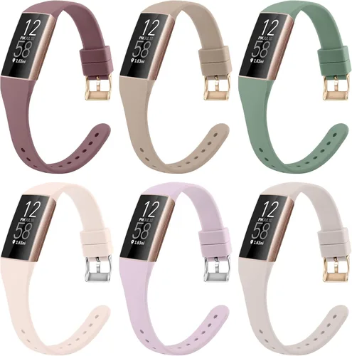 Paquete de 6 pulseras delgadas de silicona suave compatibles con Fitbit Charge 4, correas de repuesto deportivas para Fitbit Charge 4/Fitbit Charge