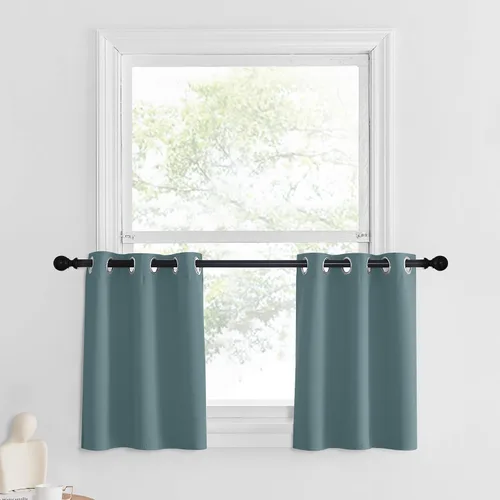 Miniatura 216 de NICETOWN Cortinas opacas de cocina para ventana sobre el fregadero, aislamiento térmico, decoración del hogar, pequeños niveles opacos con ojales