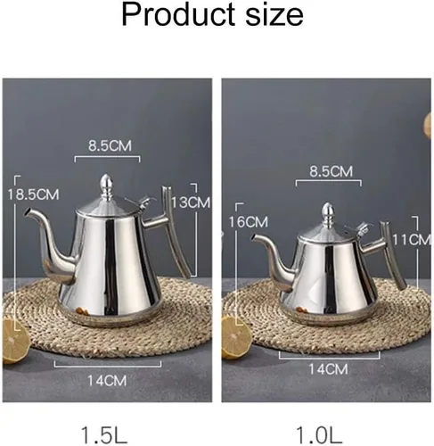Miniatura 7 de HOKY Hervidor de agua de acero inoxidable 1L1.5L, tetera más gruesa con filtro, tetera de hotel, cafetera de inducción, hervidor de té dorado