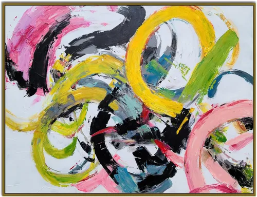 Yihui Arts Arte abstracto de la pared del lienzo - Arte contemporáneo texturizado pintado a mano para la decoración moderna del hogar