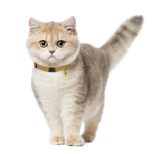 Miniatura 9 de Muromto Breakaway - Collar de piel suave ajustable para gatos con campana, rosa, marrón, azul, verde, rojo (marrón)