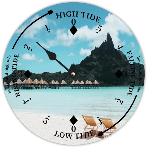 Miniatura 10 de Reloj de marea de madera con concha de caracola, hora del océano, marea alta costera, reloj de marea baja, movimiento de marea náutica de madera