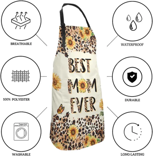 Miniatura 6 de Giwawa Delantal unisex para adultos, impermeable, resistente a las manchas, delantal de cocina con 2 bolsillos para BBQ, parrilla y pintura