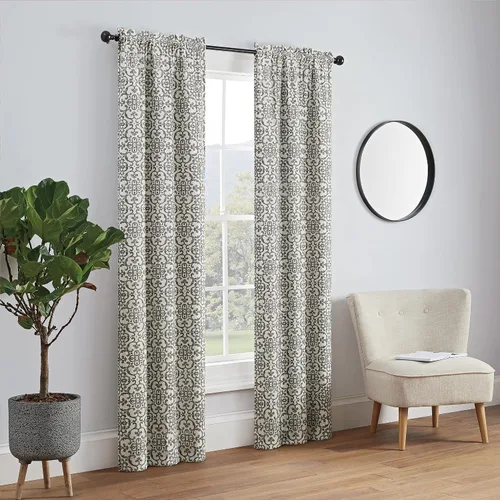 PAIRS TO GO Brockwell Cortinas decorativas con bolsillo para cortinero para sala de estar, panel doble, 28" x 63", color carbón