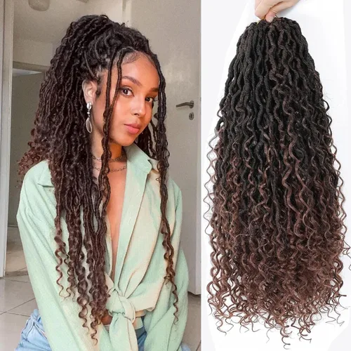 Miniatura 106 de Alicoco Goddess Locs Cabello de Ganchillo 12 Pulgadas 8 Paquetes Rastas Sintéticas de Ganchillo Para Mujeres Rastas Suaves Boho Pre-enrolladas River