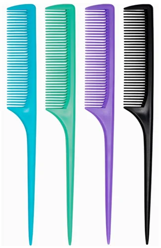 Miniatura 12 de Juego de 4 peines de cola de rata para mujer, peine de peinado de dientes finos con púa, peine antiestático resistente al calor, herramientas