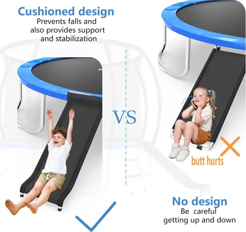 Miniatura 5 de polwkscas - Tobogán universal para cama elástica con región de amortiguación, accesorio de trampolín de acero resistente, ideal para niños o niños