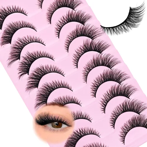 Miniatura 11 de Pestañas naturales de ojo de zorro pestañas postizas de banda transparente, pestañas postizas de ojo de gato, extensiones de pestañas Foxy, 7 pares