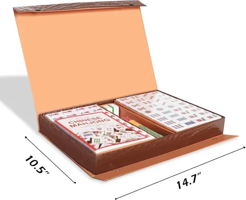 Miniatura 2 de Juego de mahjong chino, juego de mahjong con 146 azulejos grandes numerados (1.5 pulgadas, verde), juego de azulejos Mahjong con estuche de Set