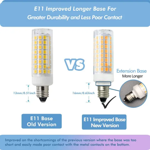 Miniatura 5 de [Paquete de 5] Bombilla LED E11 de 7 W, regulable, base de mini candelabro, equivalente a halógeno, equivalente a 75 W, bombilla de maíz T3/T4 JD