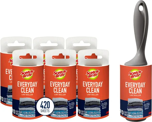 Miniatura 8 de Scotch-Brite Everyday Clean - Rodillo de pelusa para pelo de mascotas, ropa, muebles y más, 1 rodillo de pelusas, 70 hojas en total, removedor