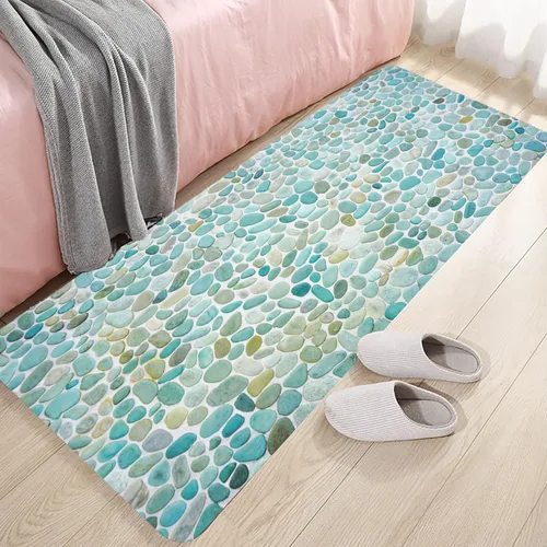 Miniatura 21 de LYFANS Alfombras absorbentes y antideslizantes para uso en cocina y baño, alfombrillas modernas de arte azul con delfín en 3D (61x41 cm)
