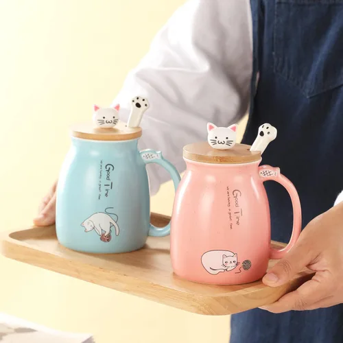 Miniatura 8 de Taza Kawaii de Té BigNoseDeer con Infusor Linda Taza de Gato de Cerámica Taza de Café Taza de Té Rosada Linda Cosas Preppy Regalos para Mujeres