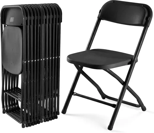 Miniatura 41 de DUMOS Paquete de 12 sillas plegables acolchadas de cuero, asiento comercial apilable portátil para interiores y exteriores con marco de acero, Caqui