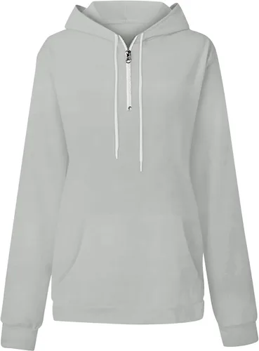 Miniatura 4 de Sudaderas con capucha con cremallera de un cuarto para mujer, sudaderas de gran tamaño con bolsillo para otoño e invierno