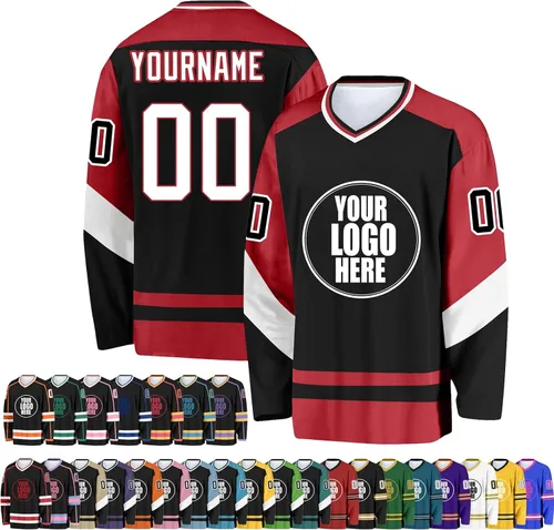 Miniatura 28 de Camiseta de hockey personalizada para hombres/mujeres/jóvenes/niños, nombre personalizado/número/logotipo de gran tamaño camiseta de entrenamiento