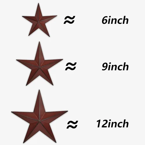 Miniatura 2 de JoyEvy Estrella de granero roja y negra de Texas de 6, 9 y 12 pulgadas, 3 piezas, estrellas de arte de metal para exteriores, decoración de pared 6