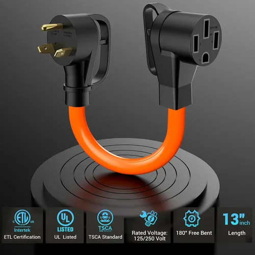 Miniatura 6 de Cable adaptador de cargador EV: NEMA TT-30P a 14-50R Cargador de 3 clavijas 30AMP secadora a 50 AMP Adaptador de conversión EV solo compatible