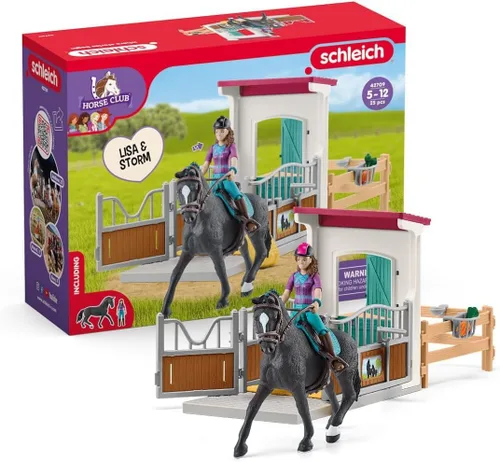 Miniatura 10 de Schleich Horse Club - Juego de juguetes de caballo de 25 piezas Hannah y Cayenne con caballeriza y accesorios - Etiqueta de nombre de establo