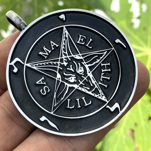 Miniatura 7 de Joyería de la Iglesia de Satanás El Sello de Baphometa SAMAEL-LILITH Pentáculo invertido Estrella Satánica Diablo LaVeyan Satanism Wicca Witchcraft