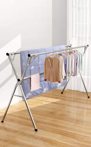Miniatura 2 de AIODE Estante de secado de ropa para ropa plegable sin instalación Estante ajustable de acero inoxidable para ropa