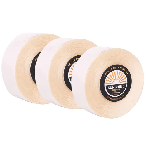 Miniatura 24 de Sunshine Tape Rollo de cinta adhesiva para peluca sin pegamento 1 pulgada x 3 yardas Doble cara, grado médico Cinta de tupé y peluca