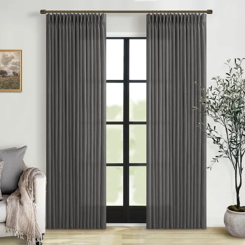 Miniatura 10 de TWODRAPES Cortinas de Lino Plisadas con Pinza Beige Blancas de 54 Pulgadas de Largo 2 Paneles para Comedor Cocina Dormitorio Plisadas Semi