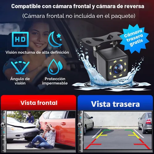 Miniatura 4 de Estéreo de auto doble DIN con pantalla táctil HD de 7 pulgadas, Apple Carplay inalámbrico y Android Auto, Bluetooth, 240W, SWC, salida de subwoofer