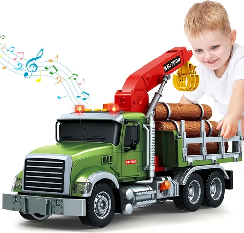 Miniatura 7 de Bstoyder Juguetes para niños de 3, 4, 5, 6, 7, 8 años, camión volquete grande con luces, sonidos, camión de fricción azul para niños y niñas