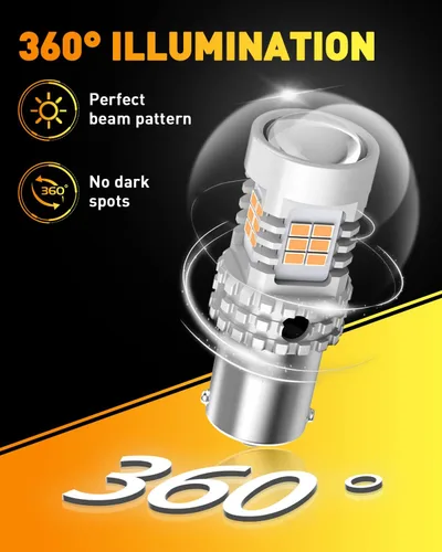 Miniatura 5 de OXILAM - Bombilla de luz LED para señal de giro BA15S 1156, CANBUS sin errores, 2200K, amarillo ámbar, 2800 LM, para 7506, 1156A, 1003, 1141, P21W