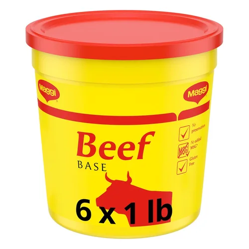 Maggi Base de carne, caldo y caldo, sin gluten, sin MSG añadido, tina a granel de 1 libra (paquete de 6)