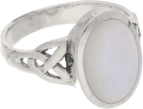 Miniatura 3 de Anillo de plata de ley con incrustaciones de nácar celta (tallas 5, 6, 7, 8, 9, 10)