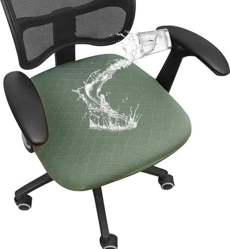 Miniatura 9 de FORCHEER Fundas de asiento para silla de oficina, fundas de cuero elástico impermeable PU para silla de computadora, fundas de cojín para asiento