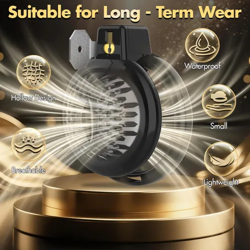 Miniatura 5 de Jaula de castidad masculina, jaula de pene suave y ligera con 6 tamaños de anillos, cómodo dispositivo de castidad para hombres, perfecto para uso a