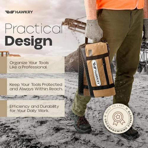 Miniatura 5 de HAWKRY Juego de 2 bolsas de herramientas de lona resistente, bolsa de lona impermeable con cremallera, bolsa de herramientas de jardín, bolsas